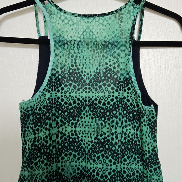 Patterned teal and navy maxi dress w tie waist detail - Picture 5 of 7